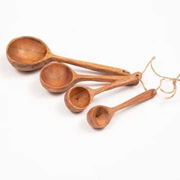 Measuring Spoon Set of 4 - Spoons Wood Measuring Tea Coffee Spoons for Kitchen Baking Cooking Utensi...