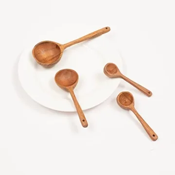 Measuring Spoon Set of 4 - Wood Kitchen Utensils for Cooking