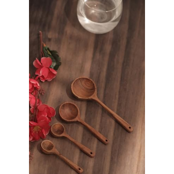 Measuring Spoon Set of 4 - Wood Kitchen Utensils for Cooking