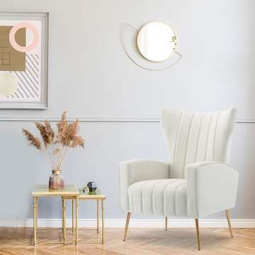 Stylish HOMEFUN Velvet Accent Chair - Ergonomic Wingback Sofa
