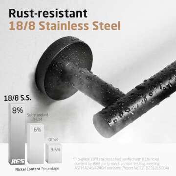 KES 27.6 Inches Matte Black Bathroom Towel Bar Shower Hand Towel Holder Hanger SUS304 Stainless Stee...