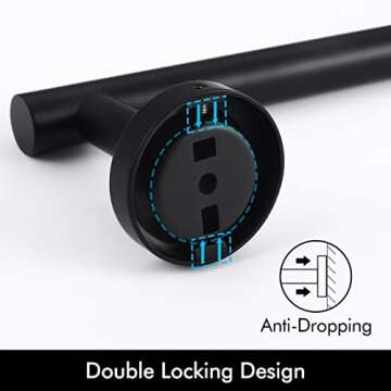 KES 27.6 Inches Matte Black Bathroom Towel Bar Shower Hand Towel Holder Hanger SUS304 Stainless Steel RUSTPROOF Wall Mount, Total Length 29.9 Inch, A2000S75-BK