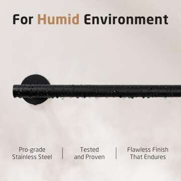 KES 27.6 Inches Matte Black Bathroom Towel Bar Shower Hand Towel Holder Hanger SUS304 Stainless Steel RUSTPROOF Wall Mount, Total Length 29.9 Inch, A2000S75-BK