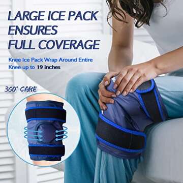 XXL Ice Pack Wrap Around Knee After Surgery, Reusable Gel Large Ice Pack for Injuries, Pain Relief, ...