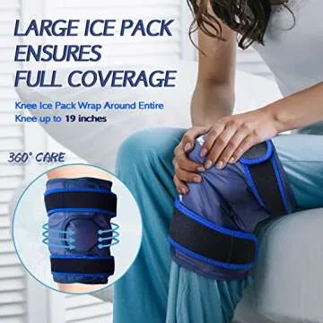 XXL Ice Pack Wrap Around Knee After Surgery, Reusable Gel Large Ice Pack for Injuries, Pain Relief, ...