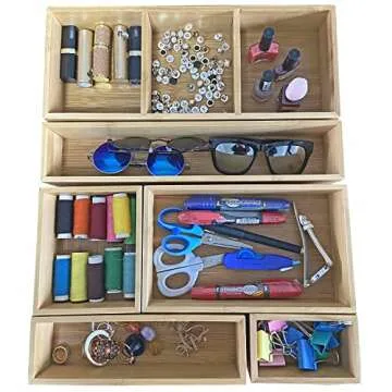 Bamboo Drawer Organizer 8 Compartments for All Uses