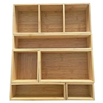 Bamboo Drawer Organizer 8 Compartments for All Uses