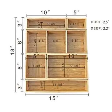 Bamboo Drawer Organizer 8 Compartments for All Uses