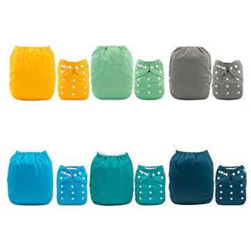 ALVABABY 6 Pack Cloth Diaper with 12 Inserts One Size Adjustable Washable Reusable Diaper Cover for ...