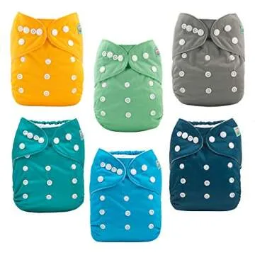ALVABABY 6 Pack Cloth Diaper with 12 Inserts One Size Adjustable Washable Reusable Diaper Cover for Baby Girls and Boys