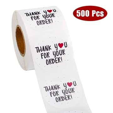WRAPAHOLIC Thank You for Your Order Stickers - Gold Foil Design - 500 Labels