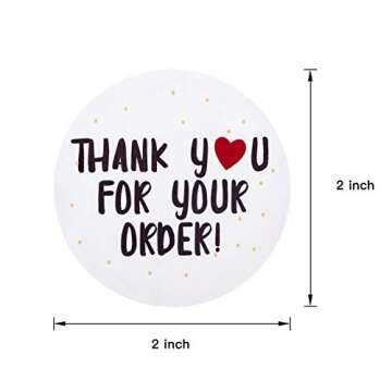 WRAPAHOLIC Thank You Order Stickers with Gold Foil Dots