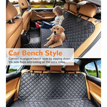 URPOWER 100% Waterproof Pet Seat Cover Car Seat Cover for Pets - Scratch Proof & Nonslip Backing & Hammock, Quilted, Padded, Durable Pet Seat Covers for Cars Trucks and SUVs