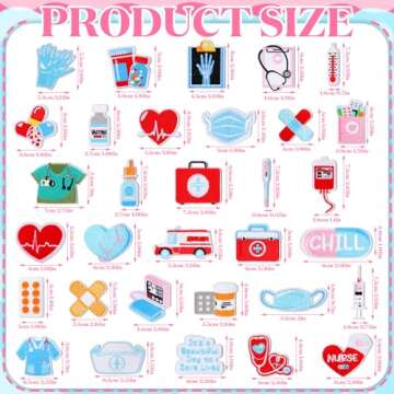 48 Pcs Nurse Iron on Patches Nursing Sew Iron on Applique Embroidered Patches Cute Medical Patch Dec...