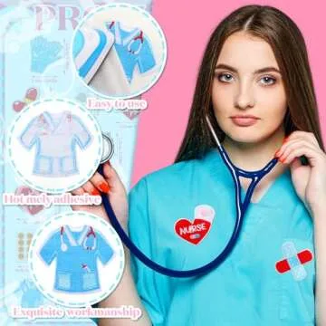 48 Pcs Nurse Iron on Patches Nursing Sew Iron on Applique Embroidered Patches Cute Medical Patch Decorative Repair Patch Nurse's Day Gifts DIY Crafts Accessories for Clothing Jacket Backpack Hat