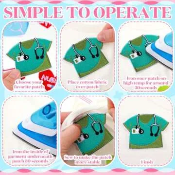 48 Pcs Nurse Iron on Patches Nursing Sew Iron on Applique Embroidered Patches Cute Medical Patch Decorative Repair Patch Nurse's Day Gifts DIY Crafts Accessories for Clothing Jacket Backpack Hat