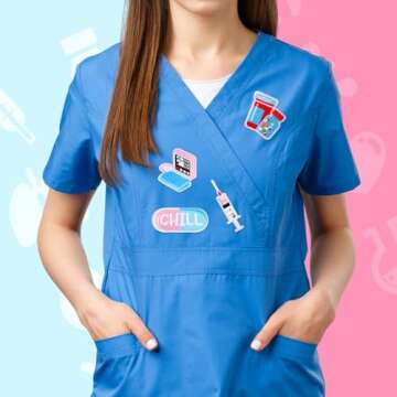 48 Pcs Nurse Iron on Patches Nursing Sew Iron on Applique Embroidered Patches Cute Medical Patch Decorative Repair Patch Nurse's Day Gifts DIY Crafts Accessories for Clothing Jacket Backpack Hat