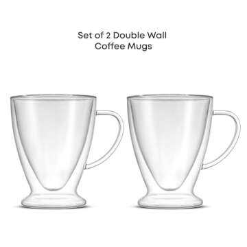 JoyJolt Declan Irish Double Wall Glass Coffee Cups 15 oz