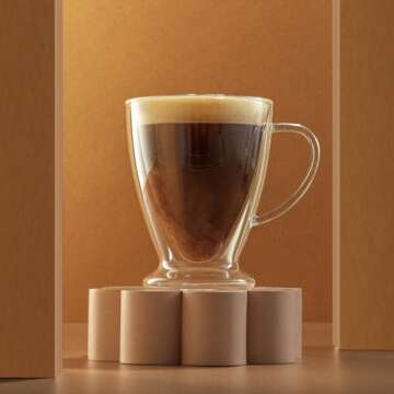 JoyJolt Declan Irish Double Wall Glass Coffee Cups 15 oz