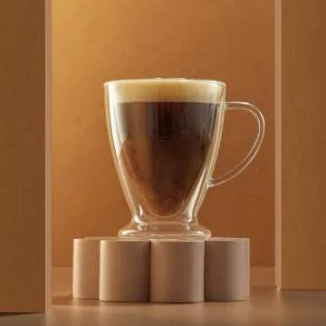 JoyJolt Declan Irish Double Wall Glass Coffee Cups 15 oz