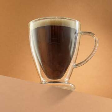 JoyJolt Declan Irish Double Wall Glass Coffee Cups 15 oz