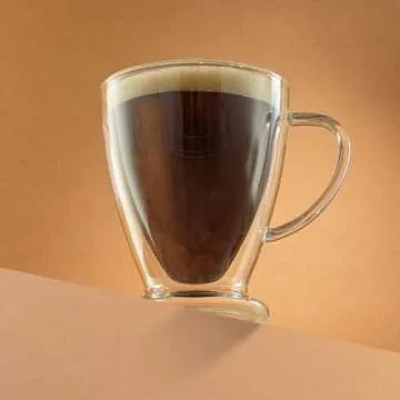 JoyJolt Declan Irish Double Wall Glass Coffee Cups 15 oz