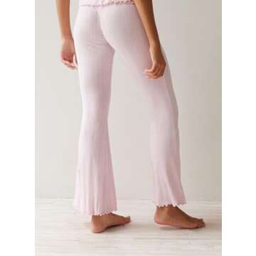 UAURORAO Women Floral 2 Piece Pajamas Set Y2k Long Sleeve V Neck Fitted Crop Top Leggings Set Casual Lounge Outfits Sleepwear(Button Down Pink,S)