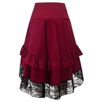 Alivila.Y Fashion Womens Steampunk Skirt Victorian High Low Dress 31706-Red-S