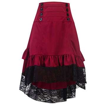 Alivila.Y Fashion Womens Steampunk Skirt Victorian High Low Dress 31706-Red-S