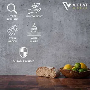 V-FLAT WORLD Duo Board Product Photography Backdrops - 2-Sided Background for Photography, Item & Food Photography Background - Includes 2 Legs & Board Mat - 24" x 24", Iced Concrete/Midnight Cement