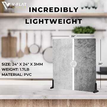 V-FLAT WORLD Duo Board Product Photography Backdrops - 2-Sided Background for Photography, Item & Food Photography Background - Includes 2 Legs & Board Mat - 24" x 24", Iced Concrete/Midnight Cement