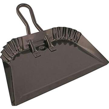 Edward Tools Black Metal Dustpan 12” - Heavy Duty Powder Coated Steel Does not chip or Bend - Prec...