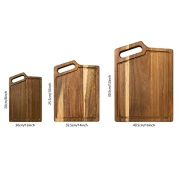 Durable Acacia Wood Cutting Board Set with Juice Groove