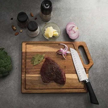 Durable Acacia Wood Cutting Board Set with Juice Groove