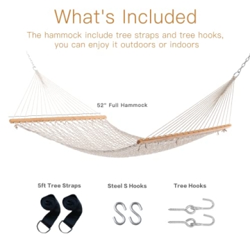 Gafete Cotton Double Hammock with Tree Straps and Hooks