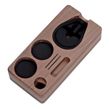Normcore Espresso Tamping Station, Natural American Walnut Coffee Tamper Station Base Holder Stand for 51/54/58mm Portafilter, Tamper, and Distributor, Puck Screen Espresso Accessories