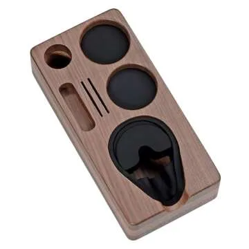 Normcore Espresso Tamping Station, Natural American Walnut Coffee Tamper Station Base Holder Stand for 51/54/58mm Portafilter, Tamper, and Distributor, Puck Screen Espresso Accessories