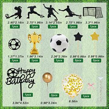 Lukinuo 29pcs Soccer Cake Topper - Soccer Birthday Decorations for All Ages
