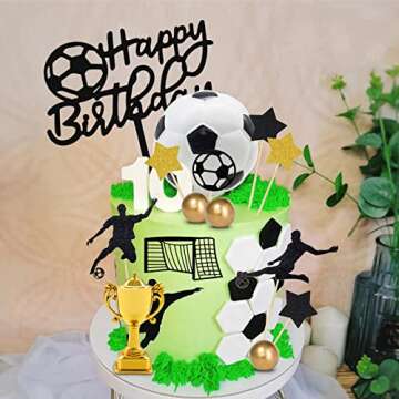 Lukinuo 29pcs Soccer Cake Topper for Birthday Celebrations