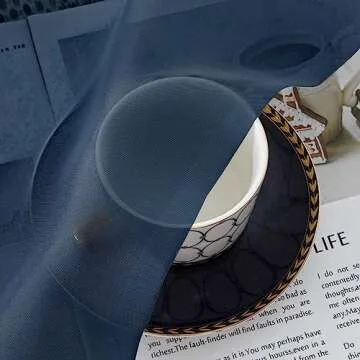 Simplebrand Blue Sheer Curtains 84 Inches Long, Light Filtering Rod Pocket Solid Color Sheer Window Curtain Panels, Elegant Curtains & Drapes for Bedroom 2 Panels (Navy Blue, 42" W x 84" L)