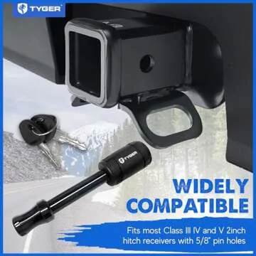 Tyger Auto Solid Hitch Lock Pin with Locking Key - 5/8 inch Pin Holes on 2 inch Receivers | Class III IV V | 19,000 lb Load Rating | TG-HL3U001B | Weatherproof Anti-Theft