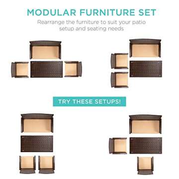 Best Choice Products 4-Piece Outdoor Wicker Patio Conversation Furniture Set with Coffee Table, Seat...