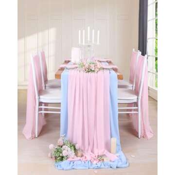 Pink Table Runners for Wedding 27x120 Inches Romantic Sheer Chiffon Fabric for Baby Shower Spring Easter Dining Party Decoration