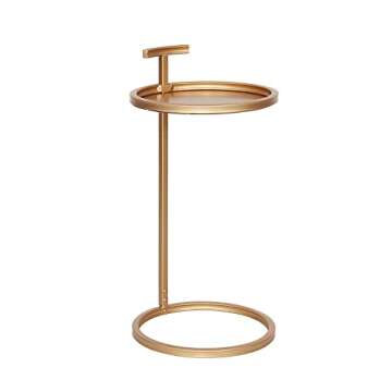 MAYPEX 12" C Round Metal Accent Table End Table for Sofa Couch and Bed, Gold