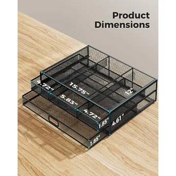 HUANUO Metal Monitor Stand with 2 Tiers and Drawer