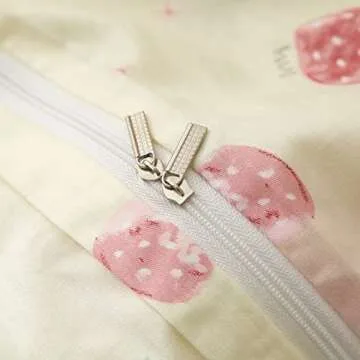 AOJIM Pure Cotton Kids Duvet Cover with Small Strawberries, Soft Bedding Comforter Cover Set 3pcs, 1 Cute Reversible Girls Quilt Cover Twin Size and 2 Pillowcases for Room Deocr, Machine Washable