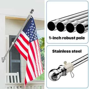 Durable Stainless Steel Flag Pole Kit for Home or Garden