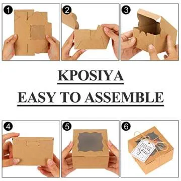 KPOSIYA 60 Pcs Brown Bakery Boxes with Window Individual Cupcake Boxes 4x4x2.5 Inches Cookie Boxes Kraft Paper Brown Gift Box for Pastries, Cookies, Pie, Donuts, Macaroon (60, Brown)