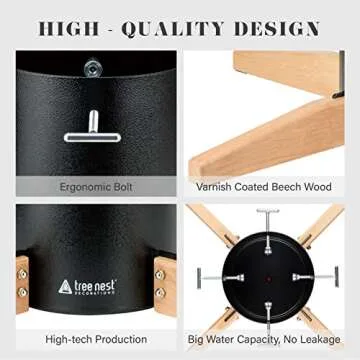 Tree Nest Large Christmas Tree Stand Base for Real Trees Nordic Style Christmas Tree Holder up to 10ft Trees Stable for Xmas Decoration Timber (Black)