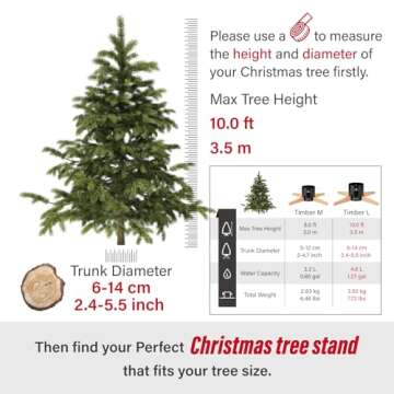 Tree Nest Large Christmas Tree Stand Base for Real Trees Nordic Style Christmas Tree Holder up to 10ft Trees Stable for Xmas Decoration Timber (Black)